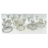 Vintage Assorted Crystal Glass Candelabras - Jeanette - 3 Pairs