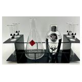 Lab Glassware Bar Set - 4 Test Tubes, Erlenmeyer Flask & Chrome Cocktail Shaker