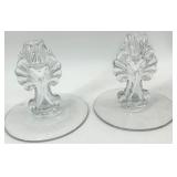 Vintage Crystal Glass Candelabras, Square Vessels including Fostoria Martinsville