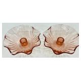 Vintage Pink Depression Glass Bowls & Candle Holders, Tidbit Trays