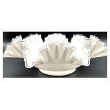 Large Vintage Fenton Silver Crest Candy Dish - Ruffled Edge
