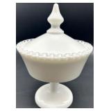 Vintage Fenton Silver Crest Lidded Candy Dish & Candlestick Holders