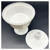 Vintage Fenton Silver Crest Lidded Candy Dish & Candlestick Holders