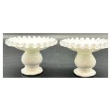 Vintage Fenton Silver Crest Lidded Candy Dish & Candlestick Holders