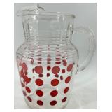 Vintage Polka Dot and Striped Pitchers with Striped juice glass