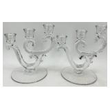 Vintage Fostoria Crystal Glass Candelabras and 2 Pair Candlesticks