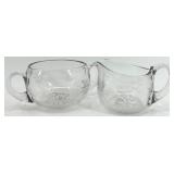 Vintage Assorted Glassware Set - including Etched Starburst Pattern Creamer & Sugar Bowls