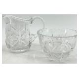 Vintage Assorted Glassware Set - including Etched Starburst Pattern Creamer & Sugar Bowls