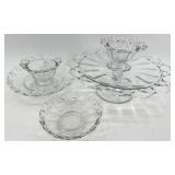 Vintage Imperial Glass Cake Stand with Pedestal & Matching Compote Dishes