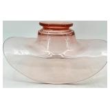 Vintage Pink Glass Banana Bowl, Pair of Candlesticks and Cake Server Plate with Handle