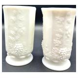 Vintage Westmoreland Paneled Grape Milk Glass Vases and Bud Vase