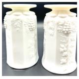 Vintage Westmoreland Paneled Grape Milk Glass Vases and Bud Vase