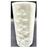 Vintage Westmoreland Paneled Grape Milk Glass Vases and Bud Vase