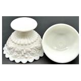 Vintage Westmoreland Glass Grapes & Leaves Milk Glass Covered Dishes and Rectangular Dish