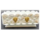 Vintage Westmoreland Glass Grapes & Leaves Milk Glass Covered Dishes and Rectangular Dish