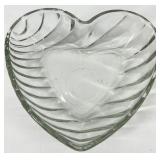 Vintage Heart-Shaped Clear Crystal Glass Bowls with Flower & Star Dishes - Assorted Set