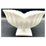 Vintage Westmoreland Glass Milk Glass - Footed Fluted Bowl, Diamond Pattern Bowl and Cornucopia Vase
