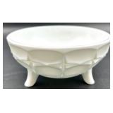 Vintage Westmoreland Glass Milk Glass - Footed Fluted Bowl, Diamond Pattern Bowl and Cornucopia Vase