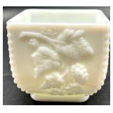 Vintage Milk Glass Grapevine Pattern 6-Piece Serving Set - Pedestal Compote, Teacup & Bowls