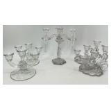 Vintage Variety of Cambridge Glass Vintage Crystal Candelabras