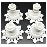 Vintage Westmoreland Milk Glass Ring Petal Pattern Candle Holders