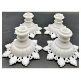 Vintage Westmoreland Milk Glass Ring Petal Pattern Candle Holders