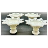 Vintage Westmoreland Milk Glass Ring Petal Pattern Candle Holders