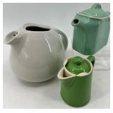 Hall Water Pitcher, Hall Covered Creamer & Chefsware Pottery Single-Serving Teapot - Vintage