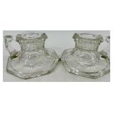 5 Pairs of Vintage Crystal Glass Candlestick Holders - Assorted Clear Designs