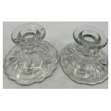 5 Pairs of Vintage Crystal Glass Candlestick Holders - Assorted Clear Designs