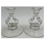 5 Pairs of Vintage Crystal Glass Candlestick Holders - Assorted Clear Designs