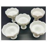 Vintage Westmoreland Paneled Grape Milk Glass Candle Holders - 5 Singles and 1 Trio