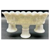 Vintage Westmoreland Paneled Grape Milk Glass Candle Holders - 5 Singles and 1 Trio