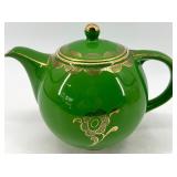 Vintage Hall England Teapots - 3-Piece Set Green, Yellow & Floral White