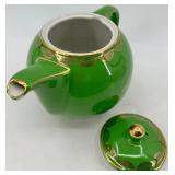 Vintage Hall England Teapots - 3-Piece Set Green, Yellow & Floral White