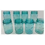 Vintage Ball Perfect Mason Teal Glass Mason Jars - 8 Jars