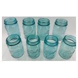 Vintage Ball Perfect Mason Teal Glass Mason Jars - 8 Jars