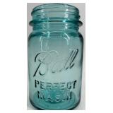 Vintage Ball Perfect Mason Teal Glass Mason Jars - 8 Jars