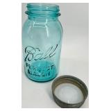 Vintage Ball Perfect Mason Blue Glass Jars - Set of 6 - Zinc Lids with Milk Glass Insert #3