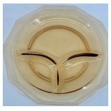 Vintage Amber Glassware Set - Pedestal Mayo Bowl with Glass Spoon, Divided Dish and Dish with Handles