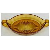 Vintage Amber Glassware Set - Pedestal Mayo Bowl with Glass Spoon, Divided Dish and Dish with Handles