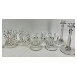 Vintage Indiana Glass Candlesticks - Leaf Motif (Lot of 9)