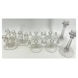 Vintage Indiana Glass Candlesticks - Leaf Motif (Lot of 9)