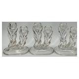 Vintage Indiana Glass Candlesticks - Leaf Motif (Lot of 9)