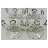 Vintage Indiana Glass Candlesticks - Leaf Motif (Lot of 9)