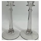 Vintage Indiana Glass Candlesticks - Leaf Motif (Lot of 9)