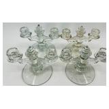 Vintage Tiffin Glass Webwing Candelabras - Clear Pressed Glass Pattern