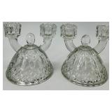 Vintage Crystal Glass Candlestick Holders - 5 Pair
