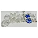 Vintage Crystal Candlestick Holders - 6 pairs including Painted Blue with Bird Motif