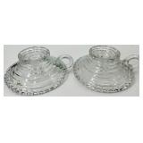 Vintage Crystal Candlestick Holders - 6 pairs including Painted Blue with Bird Motif